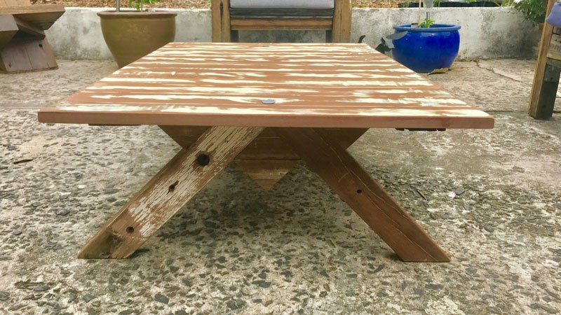 Stylish reclaimed external coffee table.
