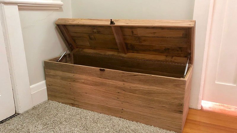 Custom built reclaimed hardwood linen box