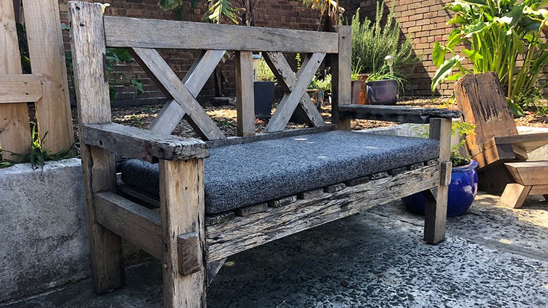 Reclaimed hardwood bench